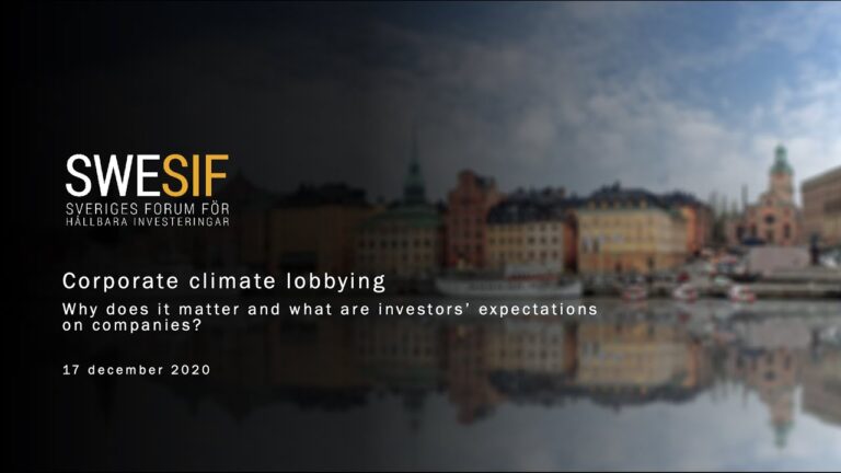 Corporate climate lobbying – Why does it matter and what are investors’ expectations on companies?