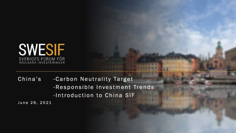 China’s Carbon Neutrality Target and Responsible Investment Trends and an introduction to China SIF