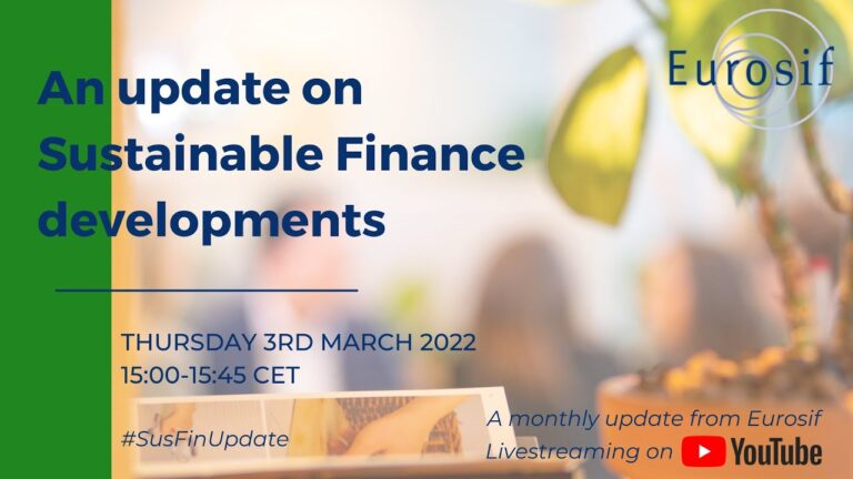 Eurosif’s monthly update on Sustainable Finance Developments